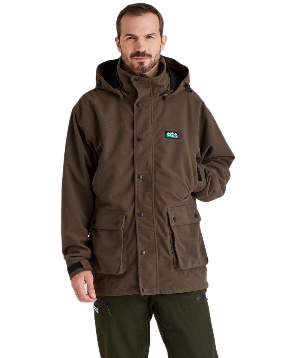 Bark coloured Ridgeline Torrent Waterproof Jacket on white background #colour_bark