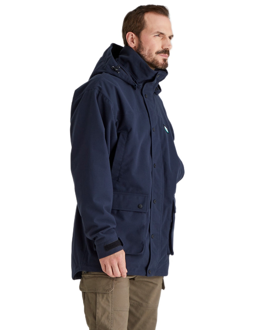 Navy coloured Ridgeline Torrent Waterproof Jacket on white background #colour_navy