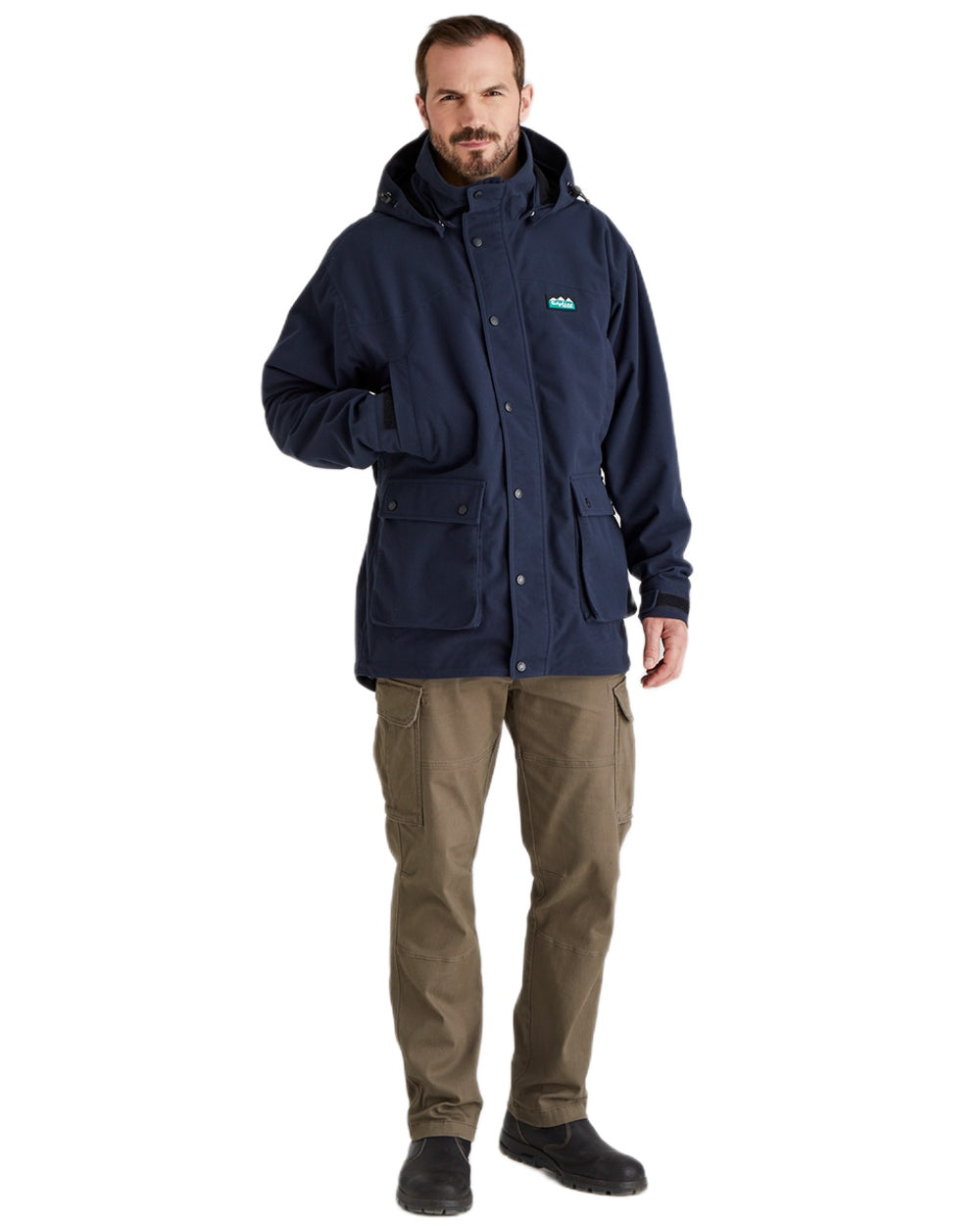 Navy coloured Ridgeline Torrent Waterproof Jacket on white background #colour_navy