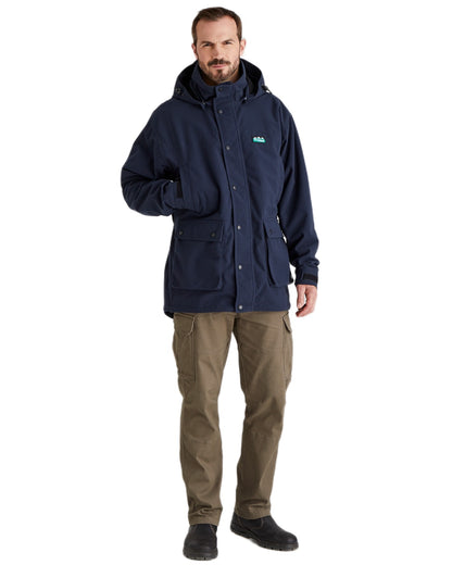 Navy coloured Ridgeline Torrent Waterproof Jacket on white background #colour_navy