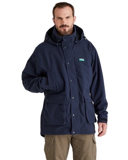 Navy coloured Ridgeline Torrent Waterproof Jacket on white background #colour_navy