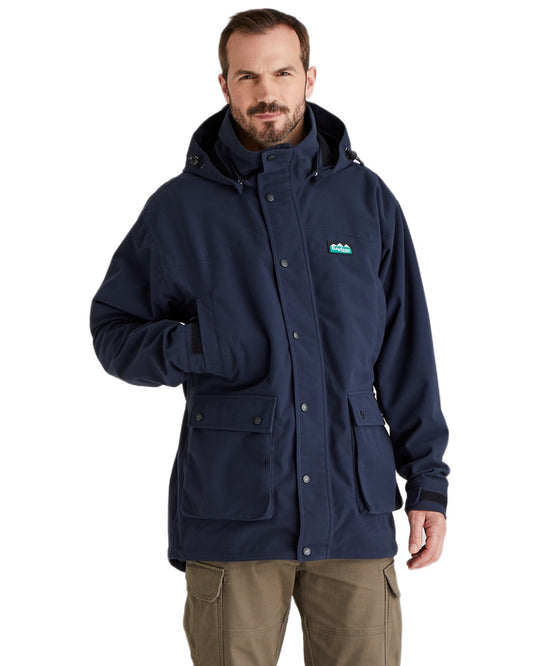Navy coloured Ridgeline Torrent Waterproof Jacket on white background #colour_navy