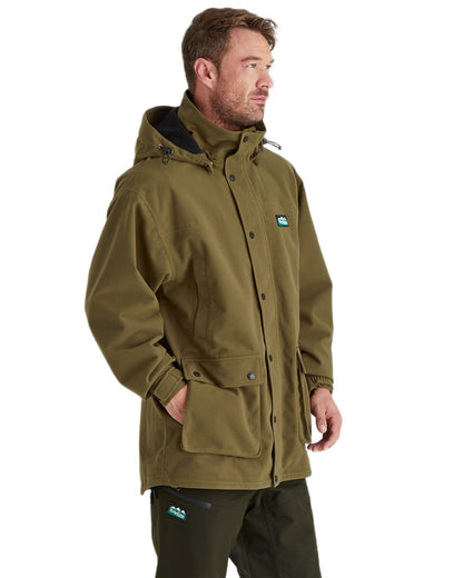 Teak coloured Ridgeline Torrent Waterproof Jacket on white background #colour_teak