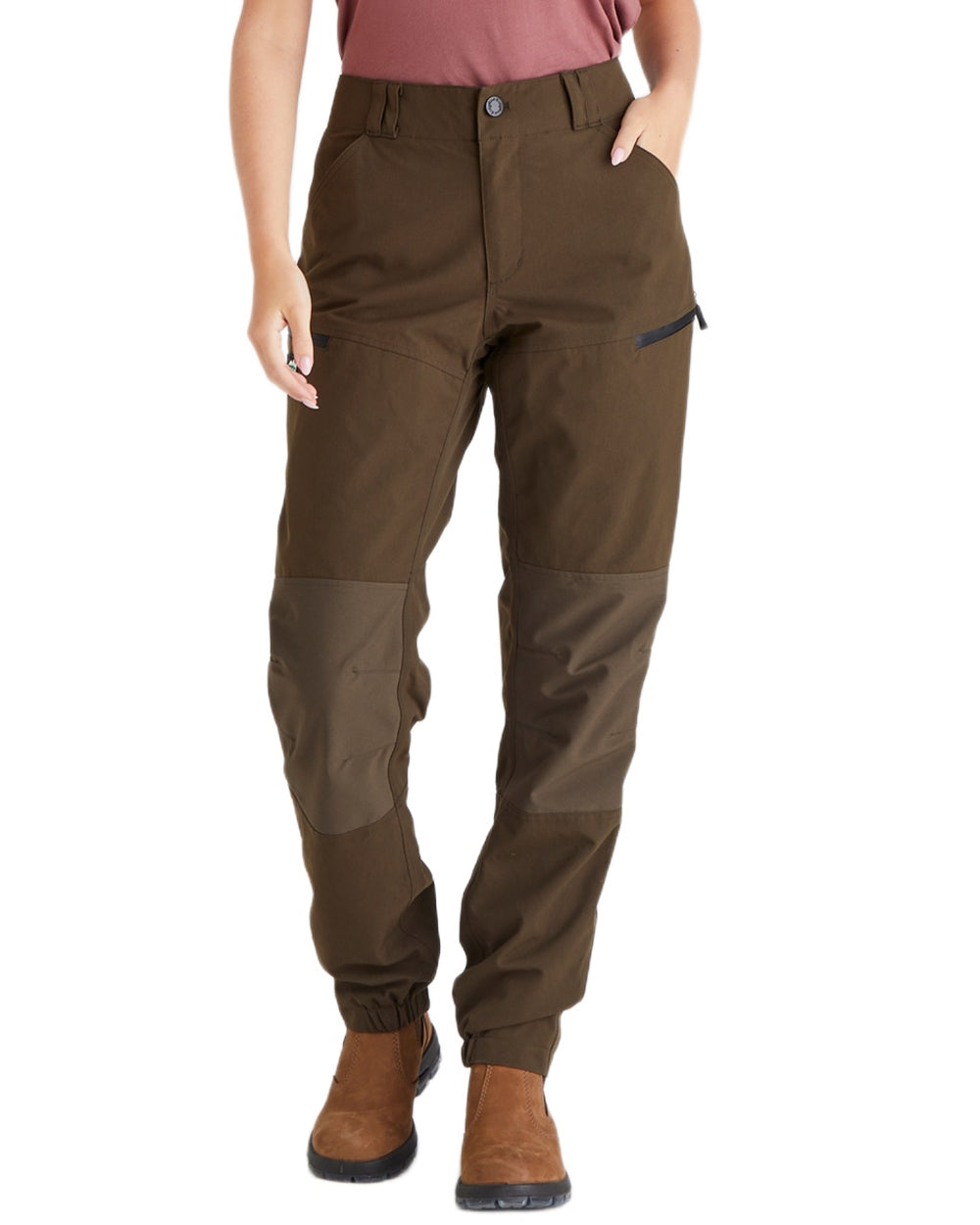 Bark coloured Ridgeline Womens Cambrian Trousers on white background #colour_bark