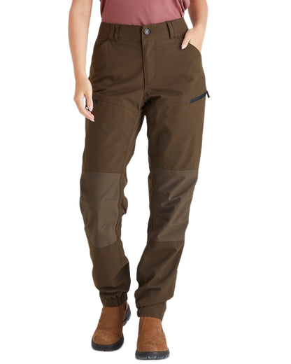 Bark coloured Ridgeline Womens Cambrian Trousers on white background #colour_bark