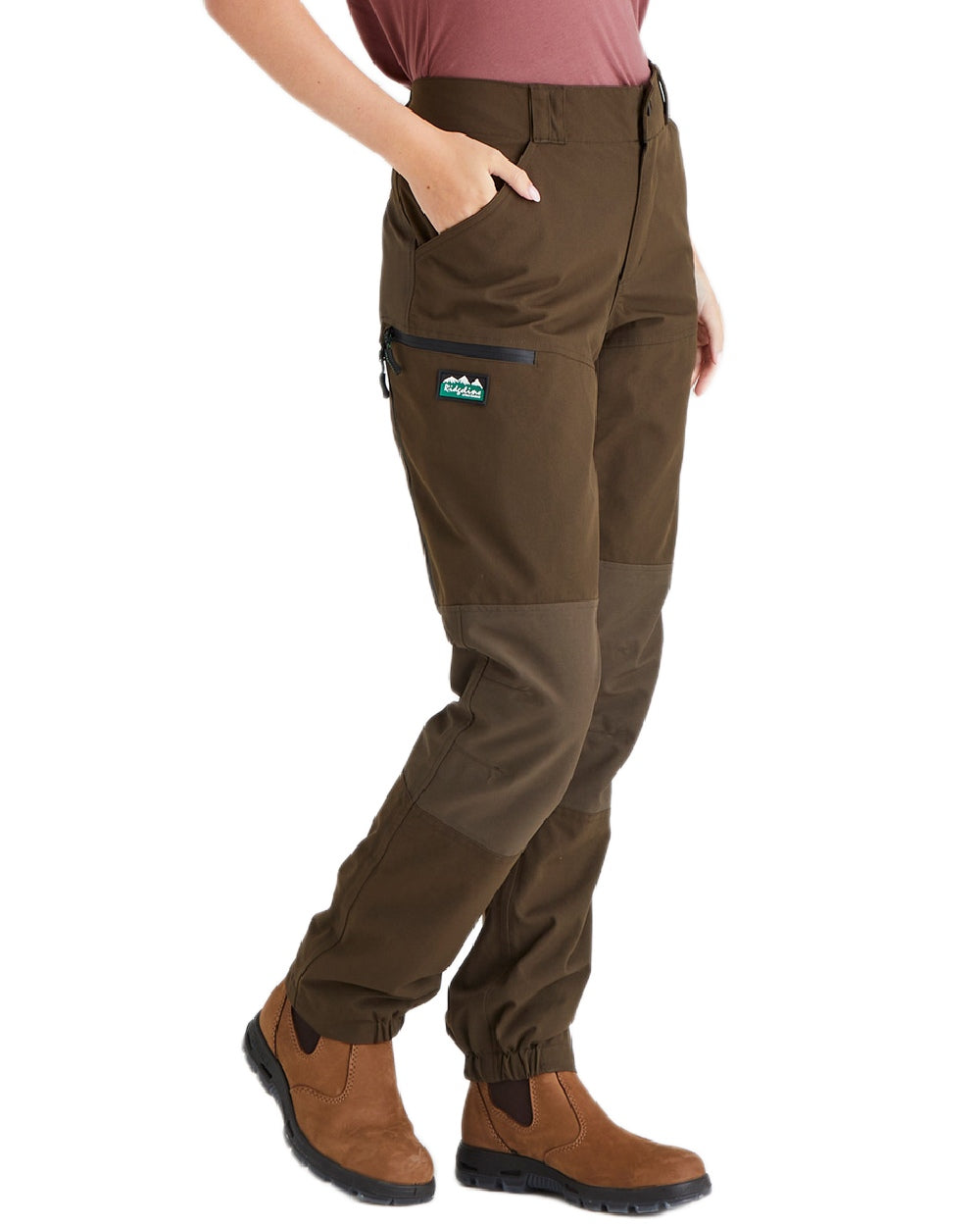 Bark coloured Ridgeline Womens Cambrian Trousers on white background #colour_bark