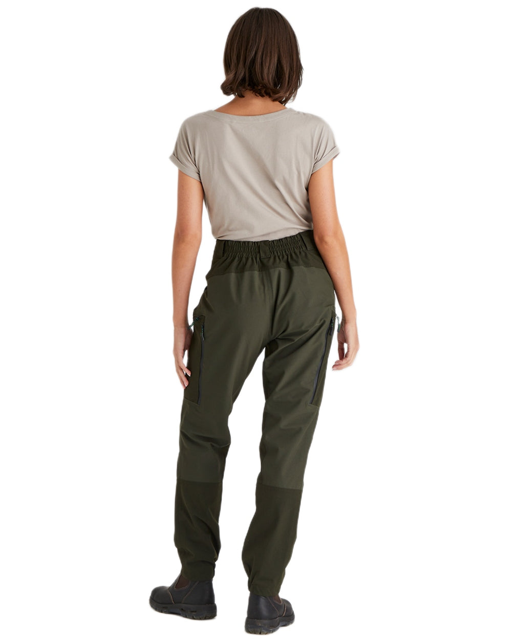 Deep Forest coloured Ridgeline Womens Cambrian Trousers on white background #colour_deep-forest