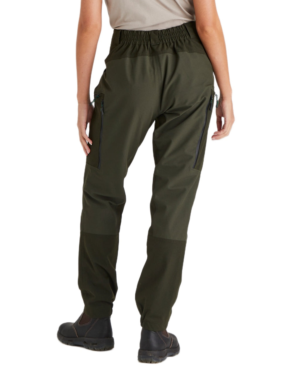 Deep Forest coloured Ridgeline Womens Cambrian Trousers on white background #colour_deep-forest