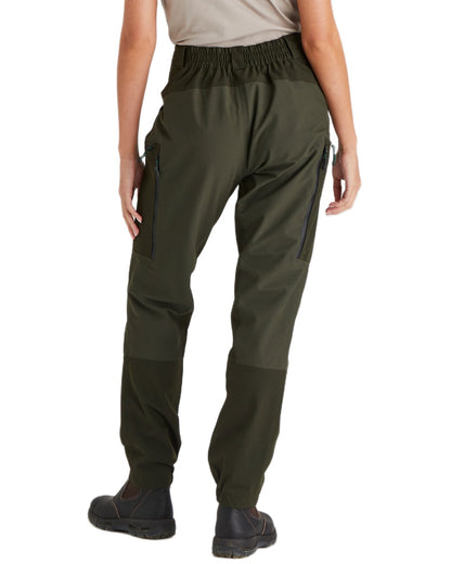 Deep Forest coloured Ridgeline Womens Cambrian Trousers on white background #colour_deep-forest