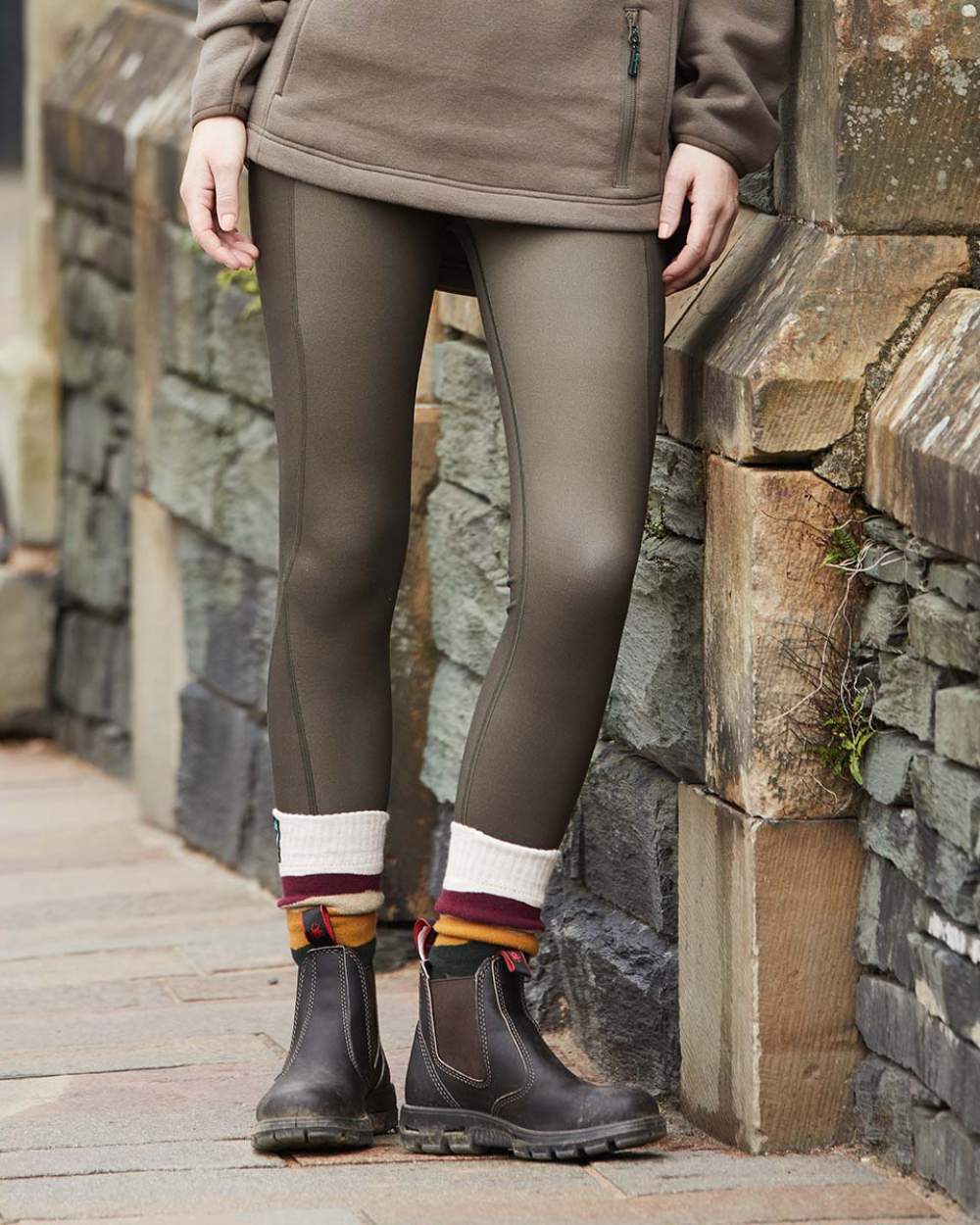 Bark Coloured Ridgeline Womens Infinity Leggings On A Street Background #colour_bark