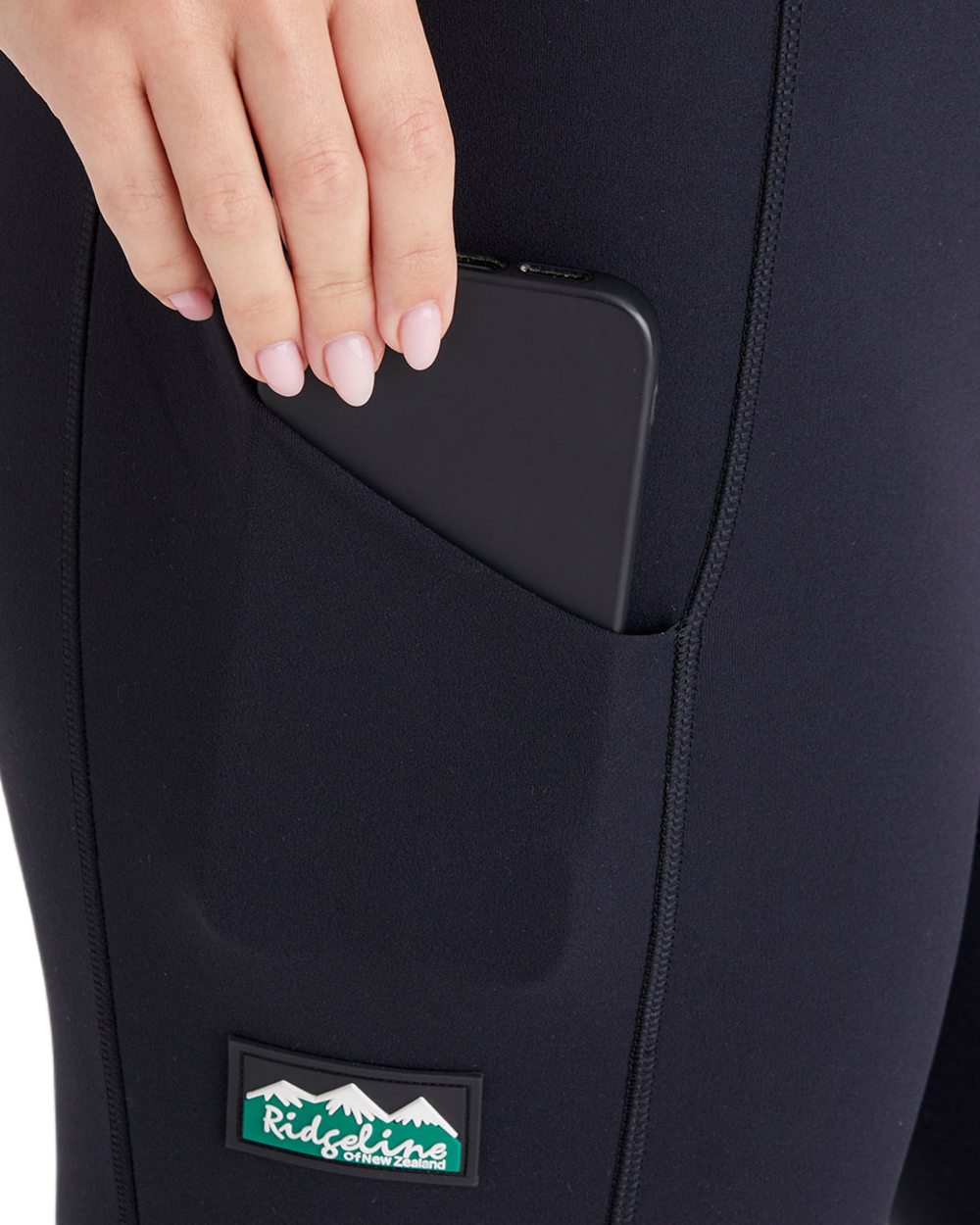 Black coloured Ridgeline Womens Infinity Leggings on white background #colour_black