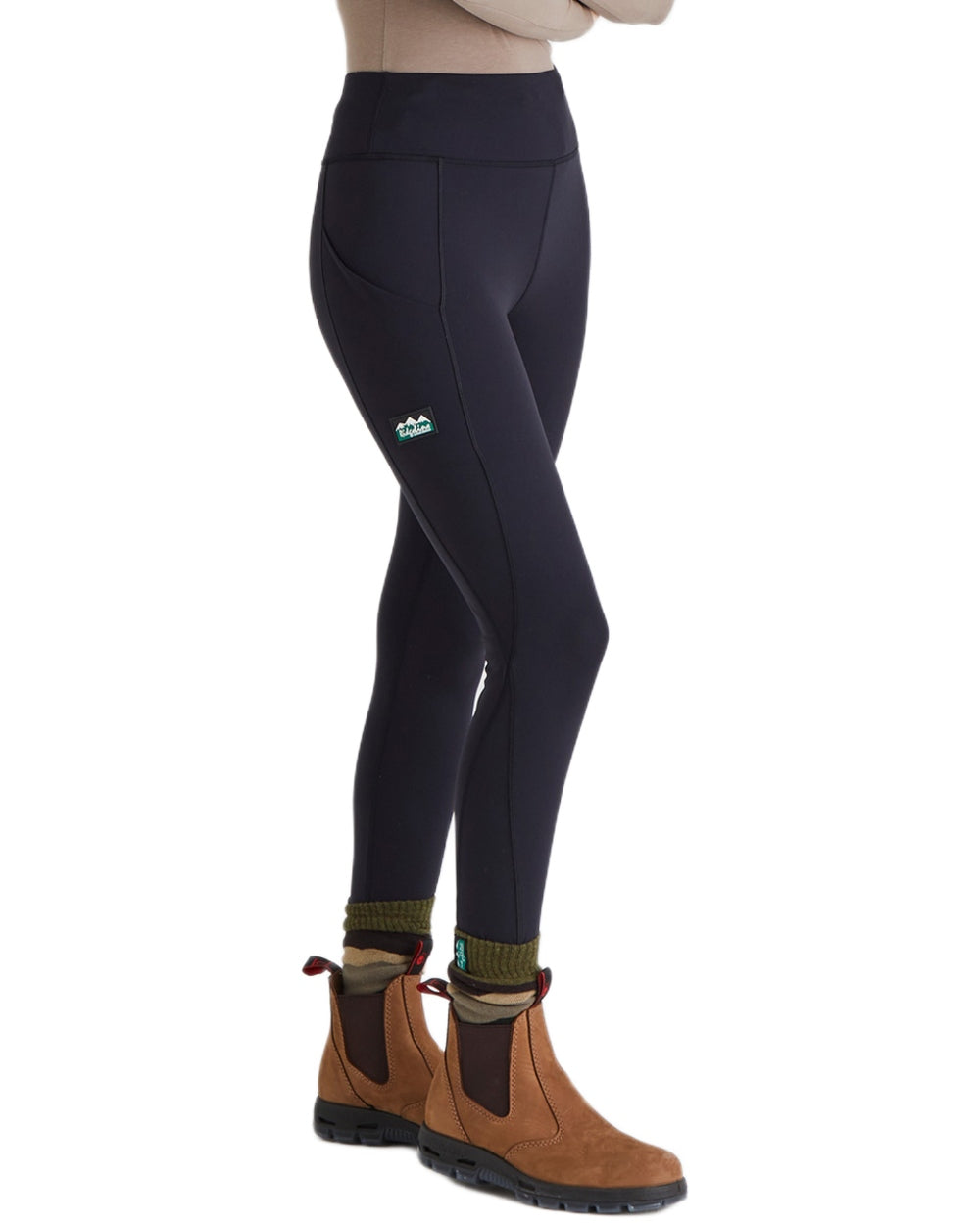 Black coloured Ridgeline Womens Infinity Leggings on white background #colour_black