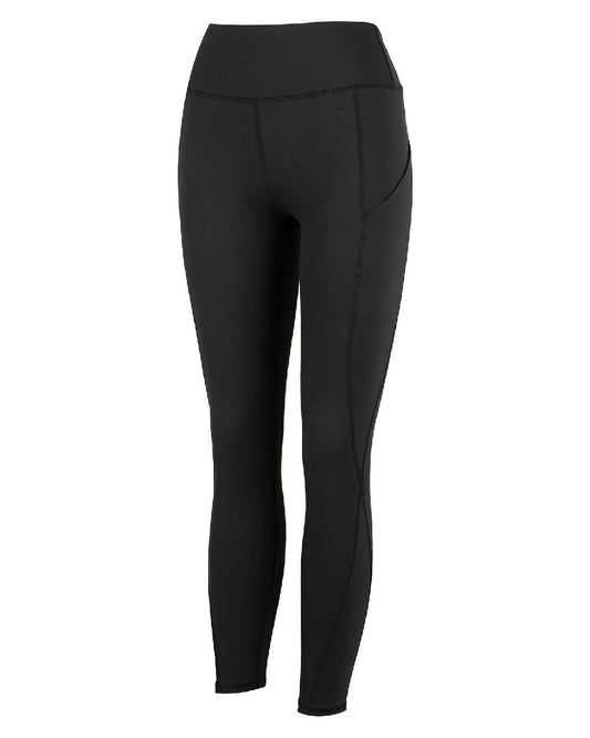 Black coloured Ridgeline Womens Infinity Leggings on white background #colour_black