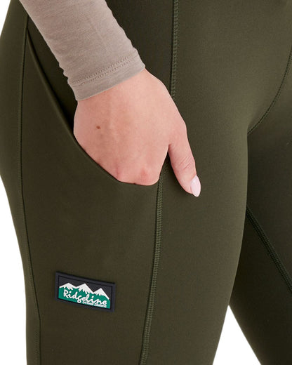Deep Forest coloured Ridgeline Womens Infinity Leggings on white background #colour_deep-forest