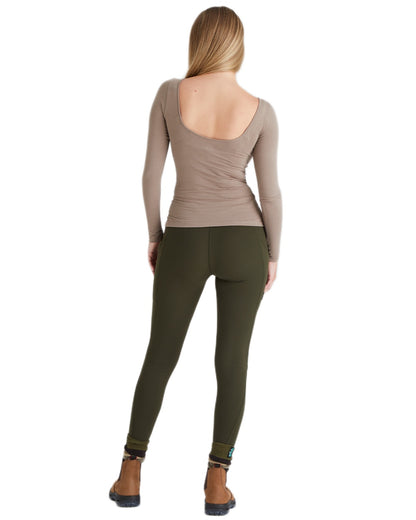 Deep Forest coloured Ridgeline Womens Infinity Leggings on white background #colour_deep-forest
