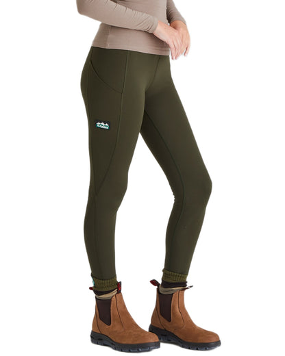 Deep Forest coloured Ridgeline Womens Infinity Leggings on white background #colour_deep-forest