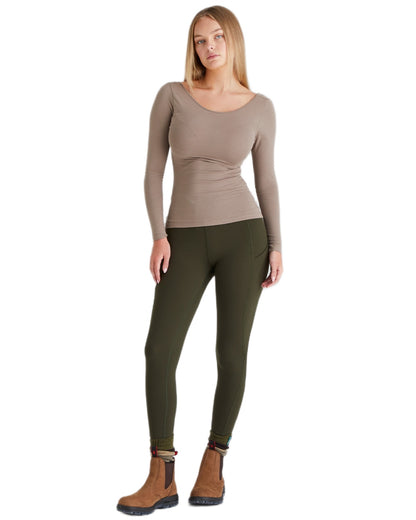 Deep Forest coloured Ridgeline Womens Infinity Leggings on white background #colour_deep-forest
