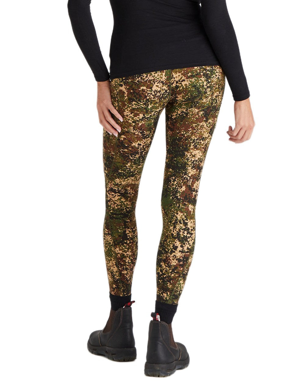 Dirt-Camo coloured Ridgeline Womens Infinity Leggings on white background #colour_dirt-camo