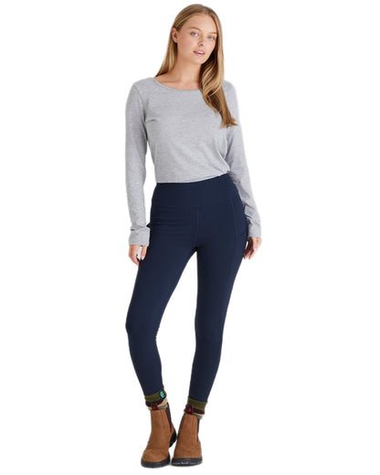 Navy coloured Ridgeline Womens Infinity Leggings on white background #colour_navy
