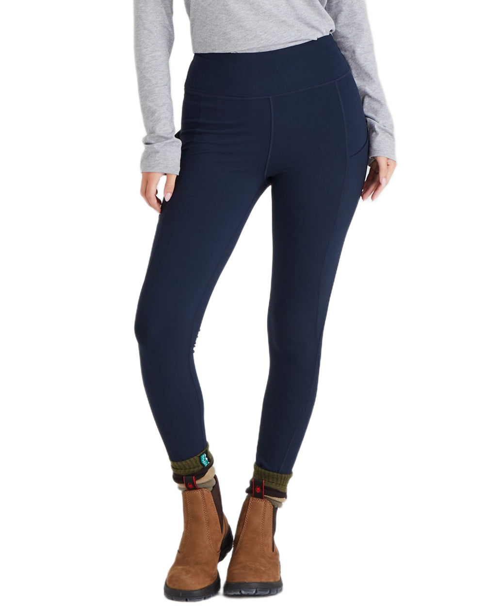 Navy coloured Ridgeline Womens Infinity Leggings on white background #colour_navy