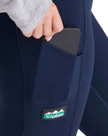 Navy coloured Ridgeline Womens Infinity Leggings on white background #colour_navy