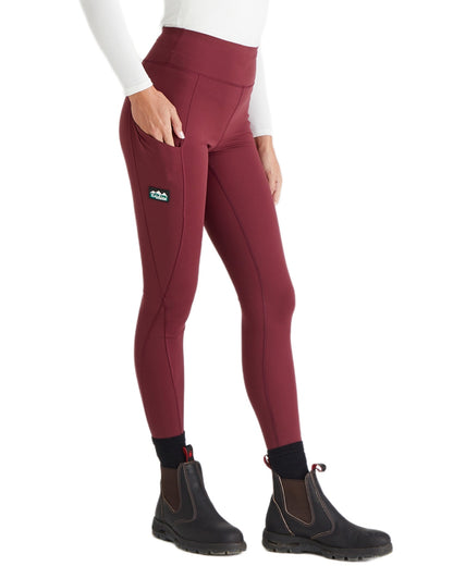Winter Berry Coloured Ridgeline Womens Infinity Leggings On A White Background #colour_winter-berry