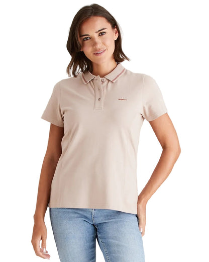 Blush Coloured Ridgeline Womens Kilworth Polo Shirt on white background #colour_blush