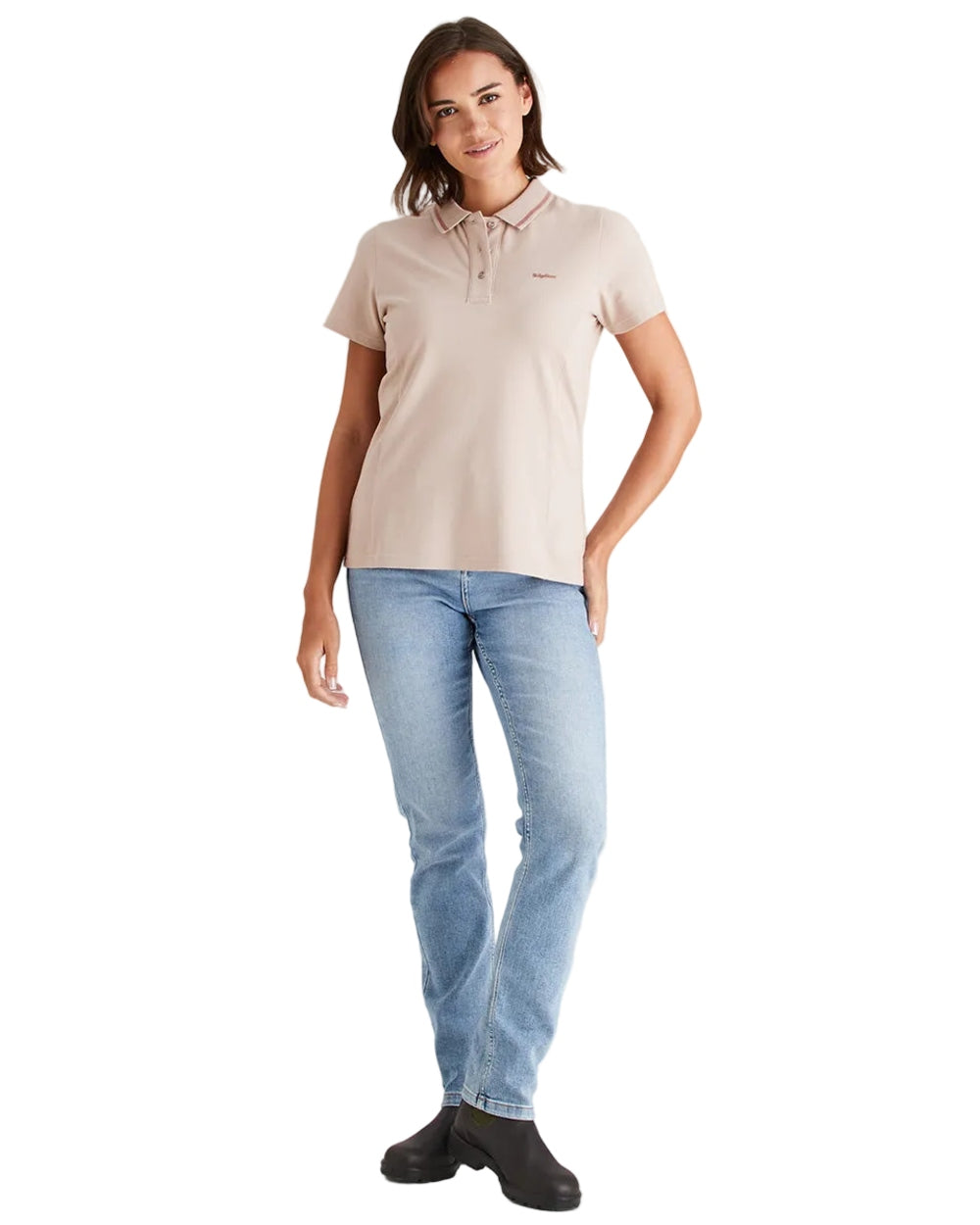 Blush Coloured Ridgeline Womens Kilworth Polo Shirt on white background #colour_blush