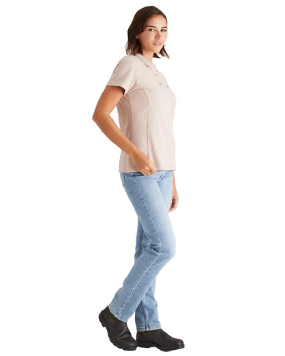 Blush Coloured Ridgeline Womens Kilworth Polo Shirt on white background #colour_blush