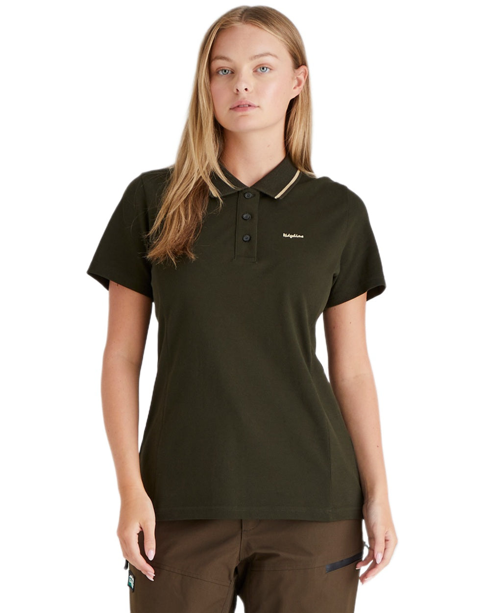 Deep Forest coloured Ridgeline Womens Kilworth Polo Shirt on white background #colour_deep-forest