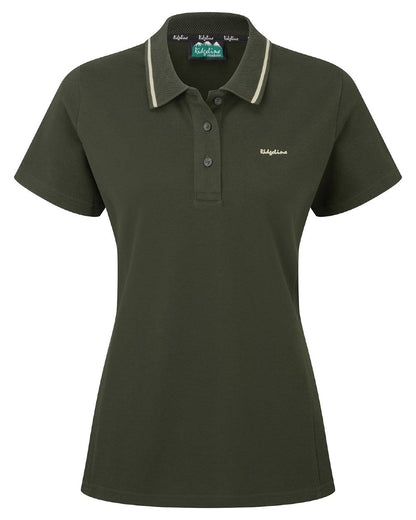Deep Forest coloured Ridgeline Womens Kilworth Polo Shirt on white background #colour_deep-forest