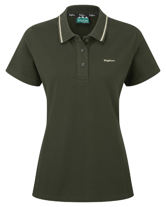 Deep Forest coloured Ridgeline Womens Kilworth Polo Shirt on white background #colour_deep-forest