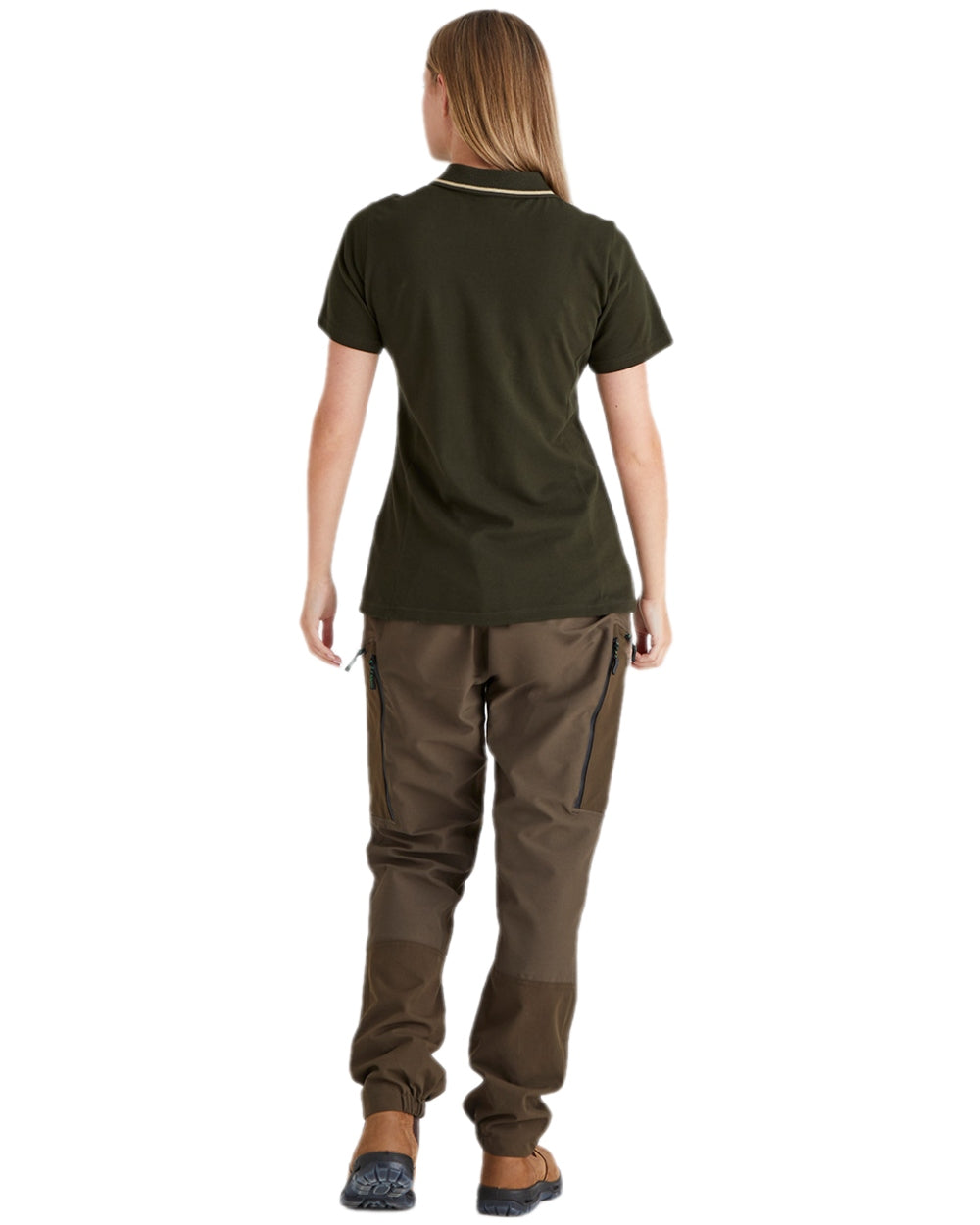 Deep Forest coloured Ridgeline Womens Kilworth Polo Shirt on white background #colour_deep-forest