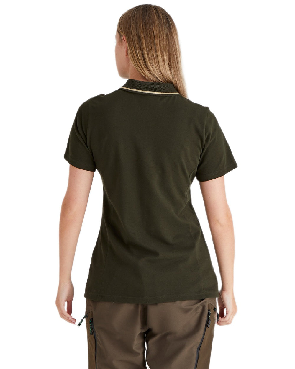 Deep Forest coloured Ridgeline Womens Kilworth Polo Shirt on white background #colour_deep-forest