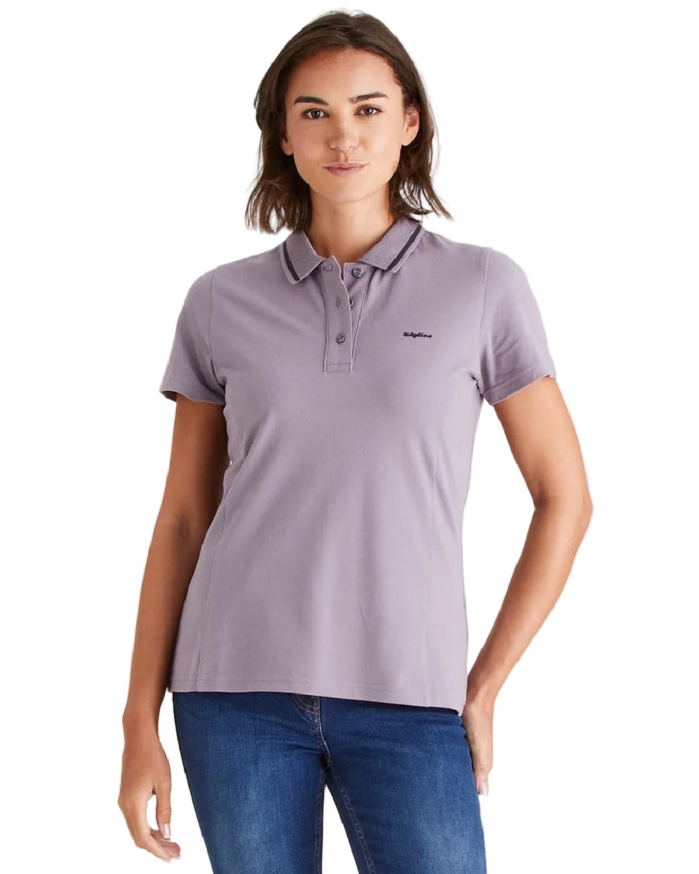 Lilac Coloured Ridgeline Womens Kilworth Polo Shirt on white background #colour_lilac