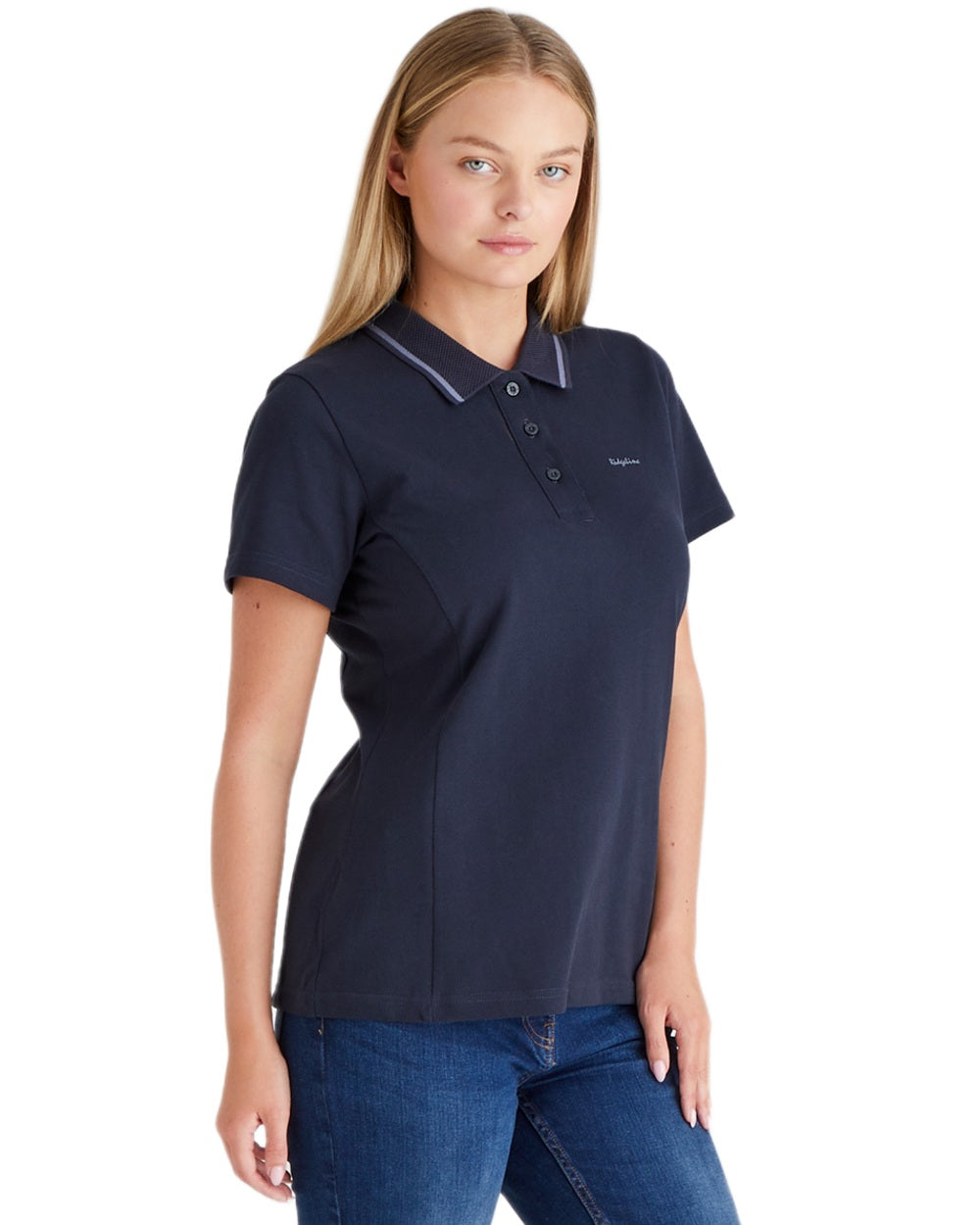 Navy coloured Ridgeline Womens Kilworth Polo Shirt on white background #colour_navy