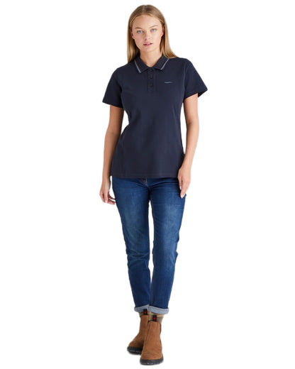 Navy coloured Ridgeline Womens Kilworth Polo Shirt on white background #colour_navy