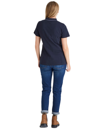 Navy coloured Ridgeline Womens Kilworth Polo Shirt on white background #colour_navy