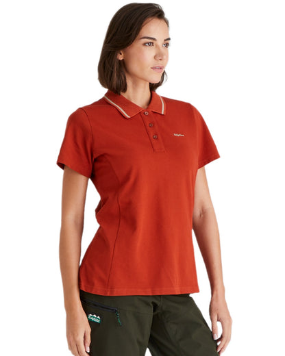 Russet coloured Ridgeline Womens Kilworth Polo Shirt on white background #colour_russet