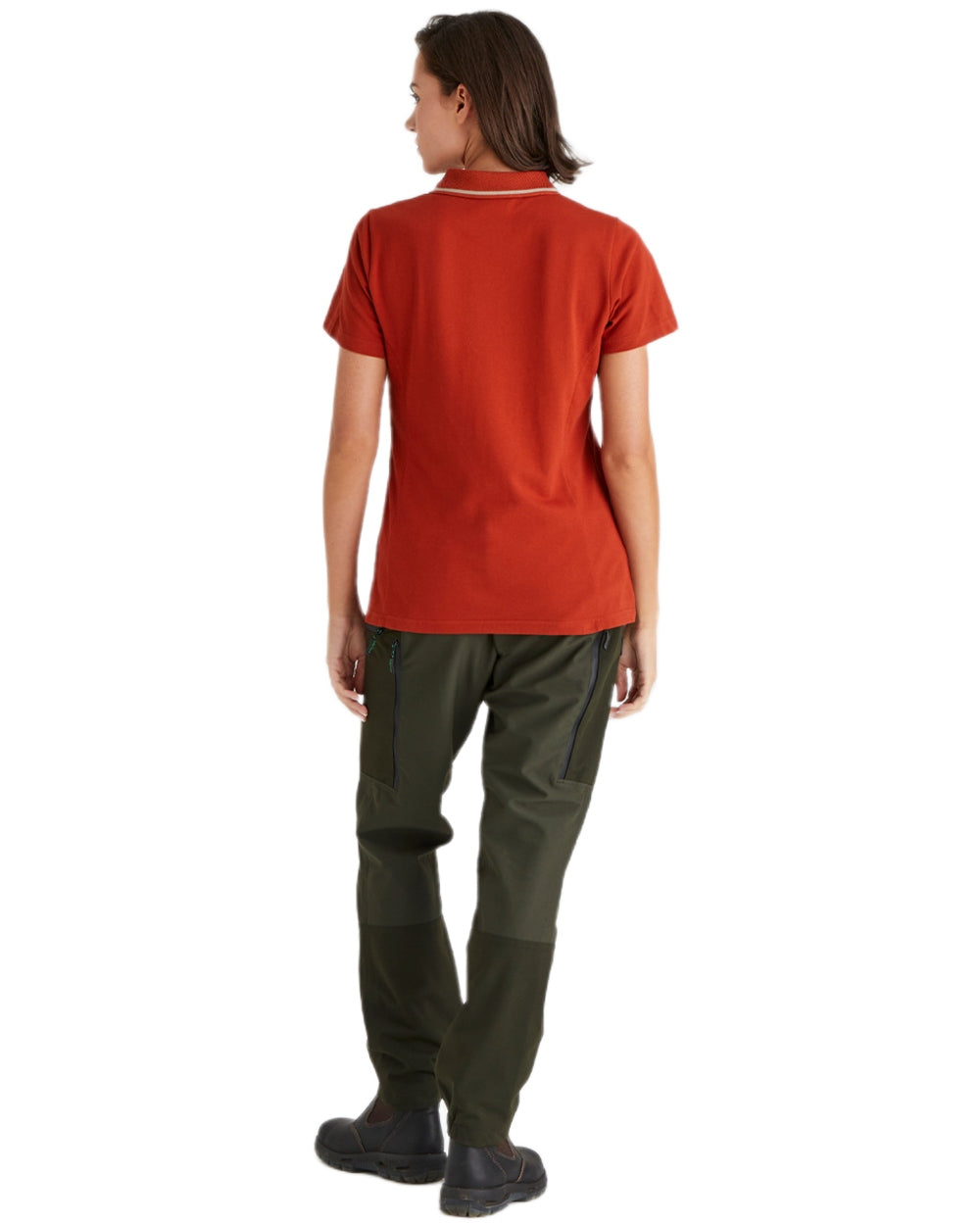 Russet coloured Ridgeline Womens Kilworth Polo Shirt on white background #colour_russet