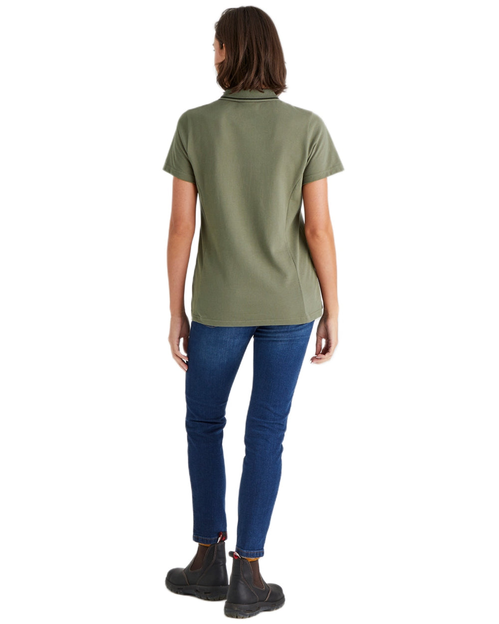 Smokey Olive coloured Ridgeline Womens Kilworth Polo Shirt on white background #colour_smokey-olive