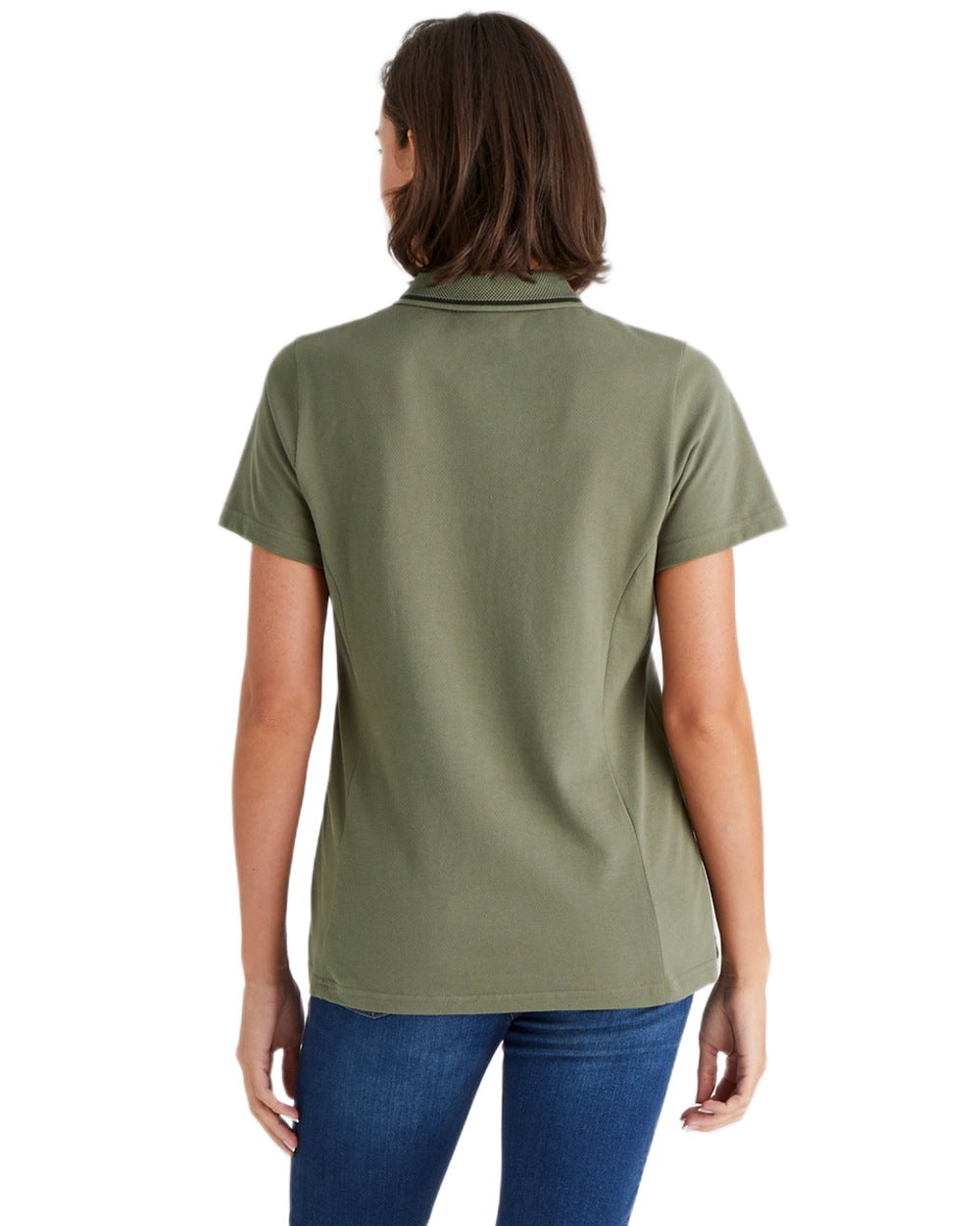 Smokey Olive coloured Ridgeline Womens Kilworth Polo Shirt on white background #colour_smokey-olive