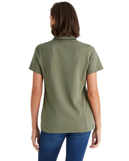 Smokey Olive coloured Ridgeline Womens Kilworth Polo Shirt on white background #colour_smokey-olive