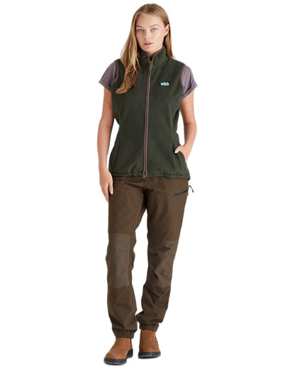 Deep Forest coloured Ridgeline Womens Kodiak Gilet on white background #colour_deep-forest