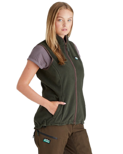 Deep Forest coloured Ridgeline Womens Kodiak Gilet on white background #colour_deep-forest