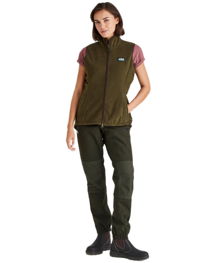 Moody Teak coloured Ridgeline Womens Kodiak Gilet on white background #colour_moody-teak