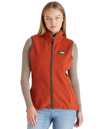 Russet coloured Ridgeline Womens Kodiak Gilet on white background #colour_russet
