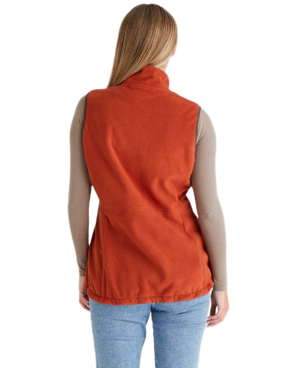Russet coloured Ridgeline Womens Kodiak Gilet on white background #colour_russet