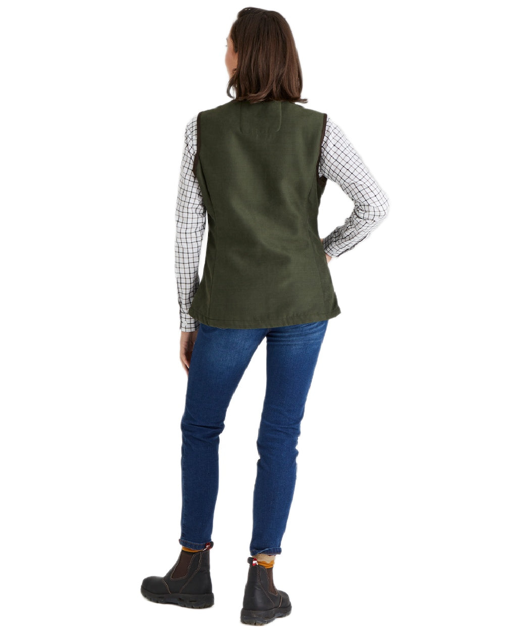 Deep Forest coloured Ridgeline Womens Monarch Gilet on white background #colour_deep-forest