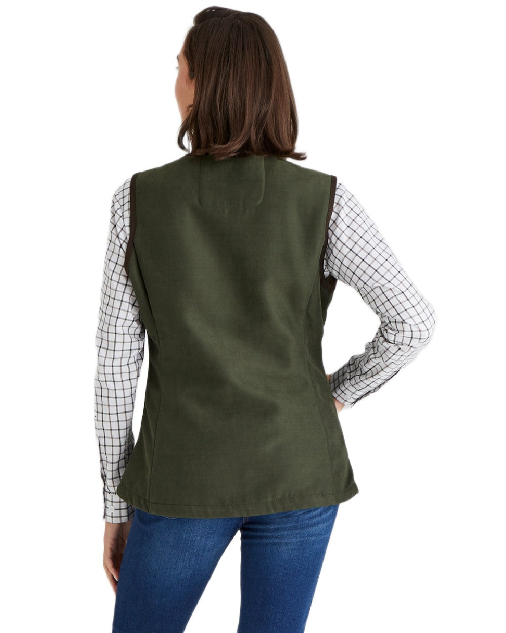 Deep Forest coloured Ridgeline Womens Monarch Gilet on white background #colour_deep-forest
